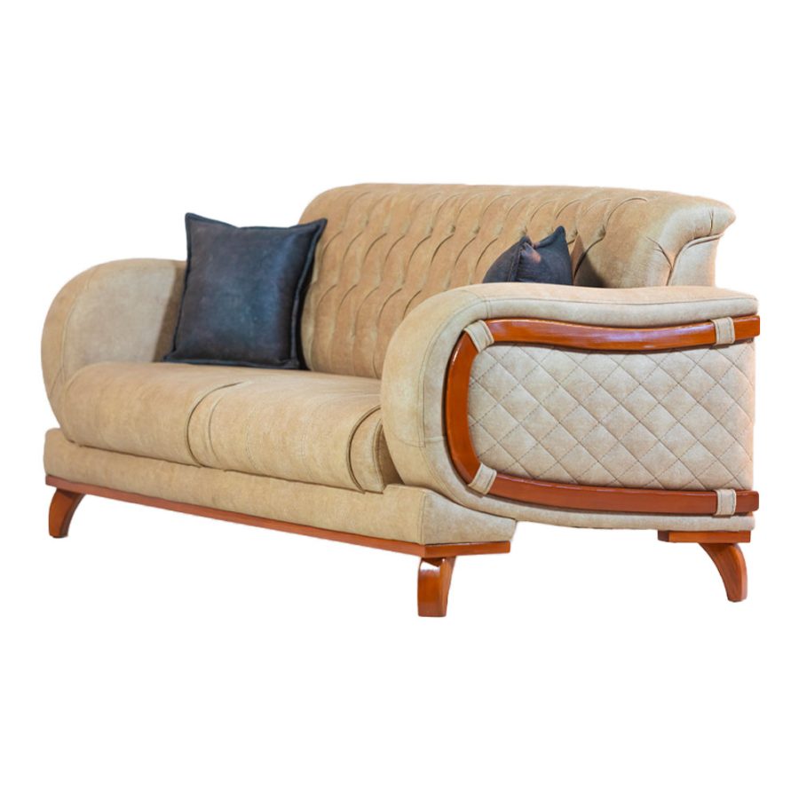 کاناپه راحتی سه نفره مدل آپادانا با پایه چوبی از بغل