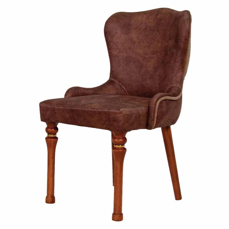 صندلی لاریندا با رنگ قهوه ای نما از بغل