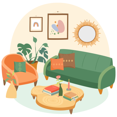 Boho_interior_with_sofa_and_armchair